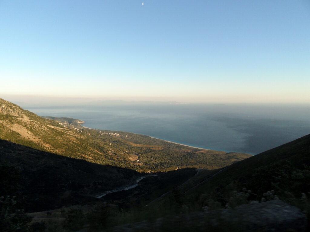 A scenic road along the SH8 highway between Sarande and Vlore on the Albanian Riviera