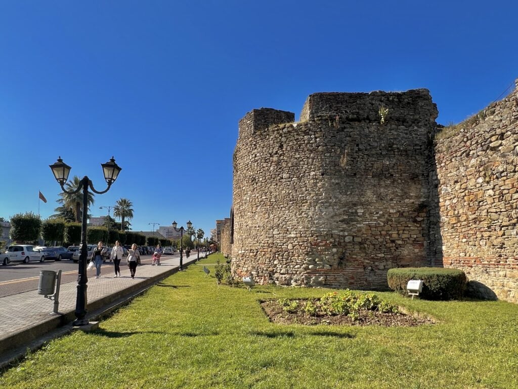Stone walls of Elbasan Castle, the Ottoman-era fortified old town quarter in central Albania