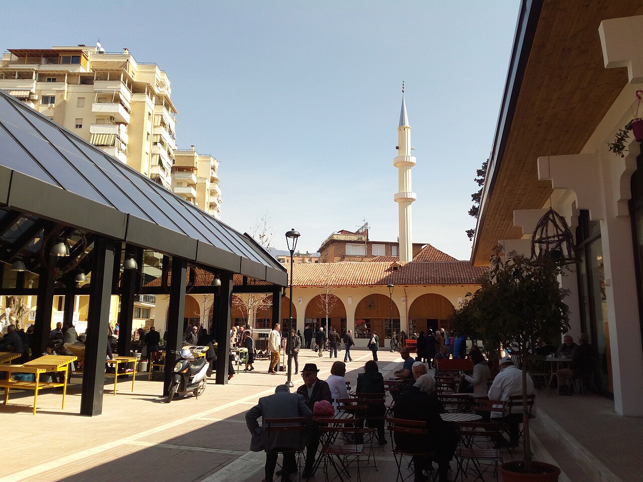 Colorful buildings at Pazari i Ri, Tirana