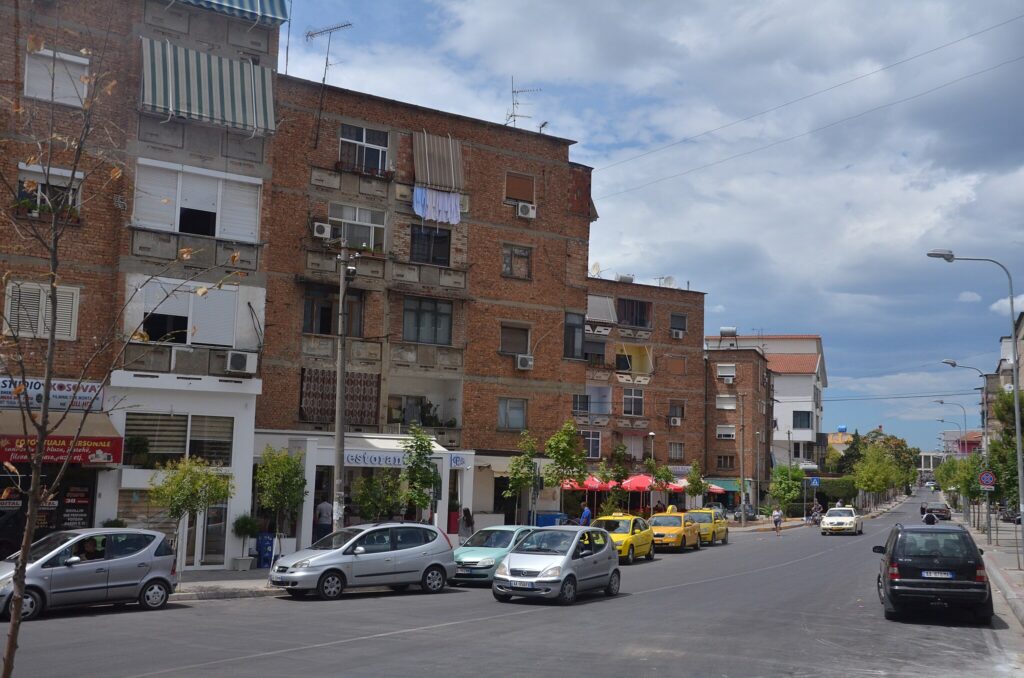 Apartment buildings and streets in Tirana — typical residential neighborhoods for expats