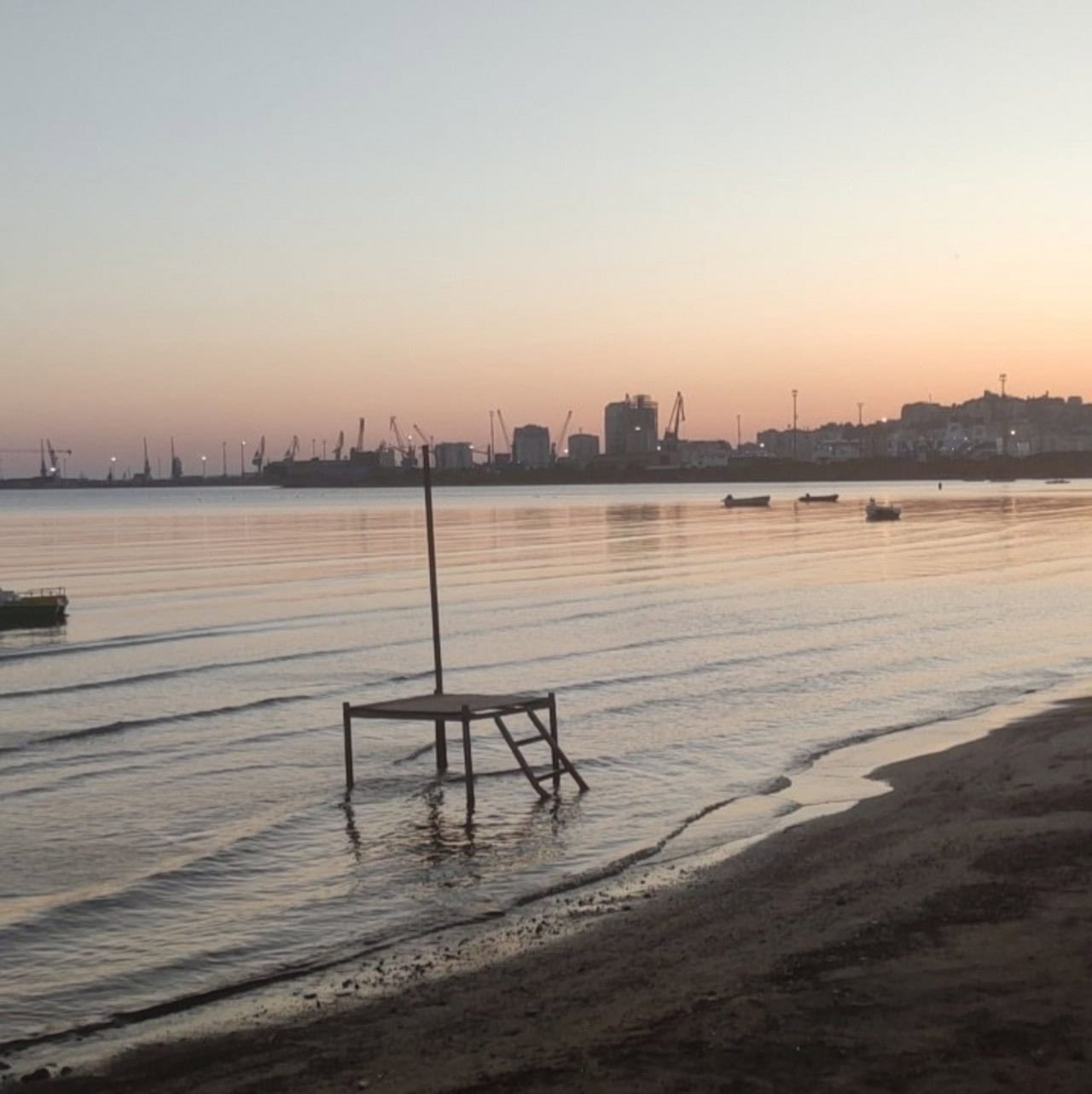 Sunset over the port and beach of Durres, Albania, roughly 40 minutes from Tirana