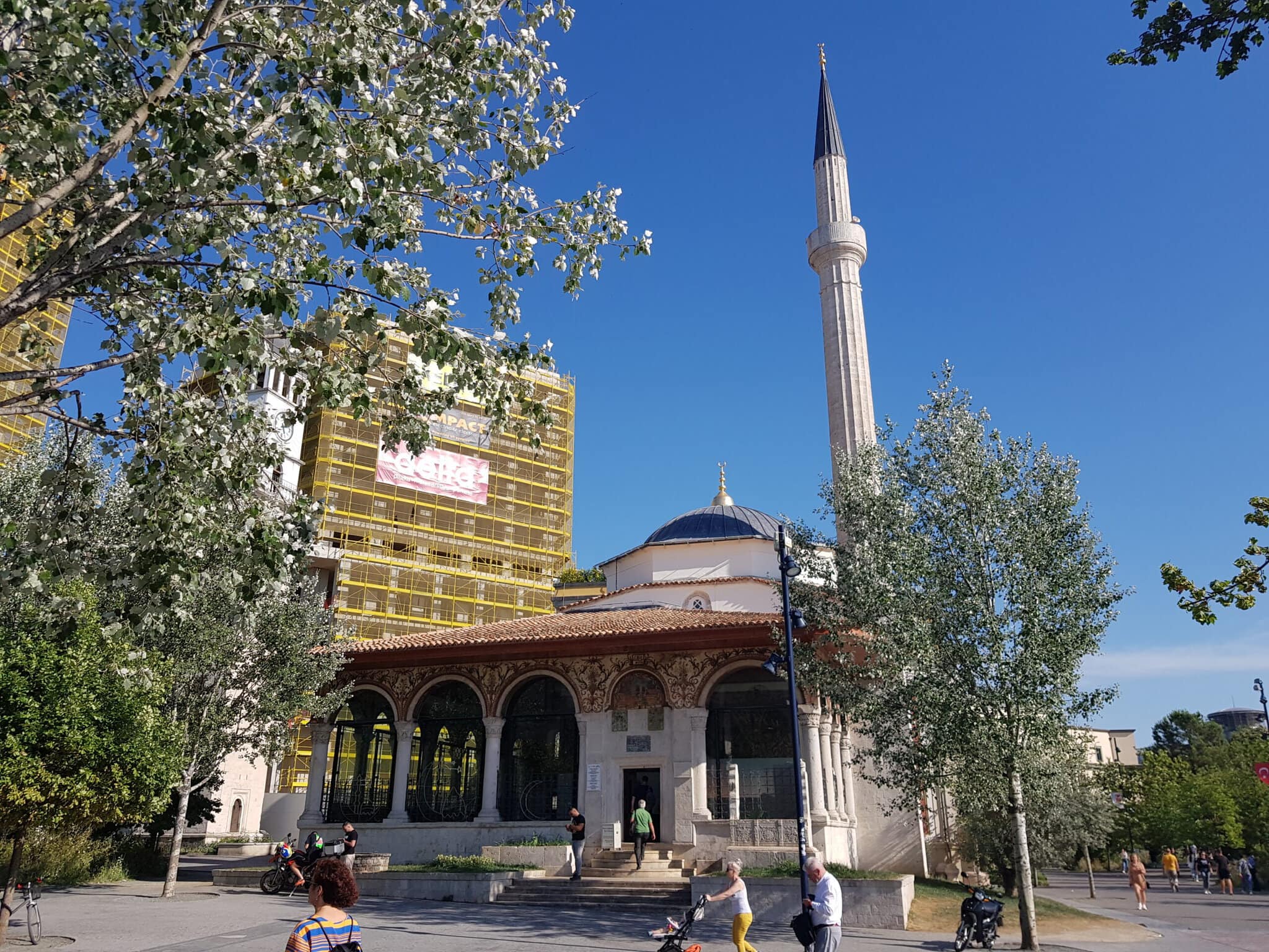 Et'hem Bej Mosque in central Tirana, a short walk from the House of Leaves museum