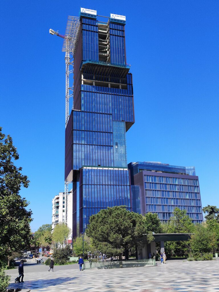 Eyes of Tirana modern skyscraper representing Albania tech scene growth