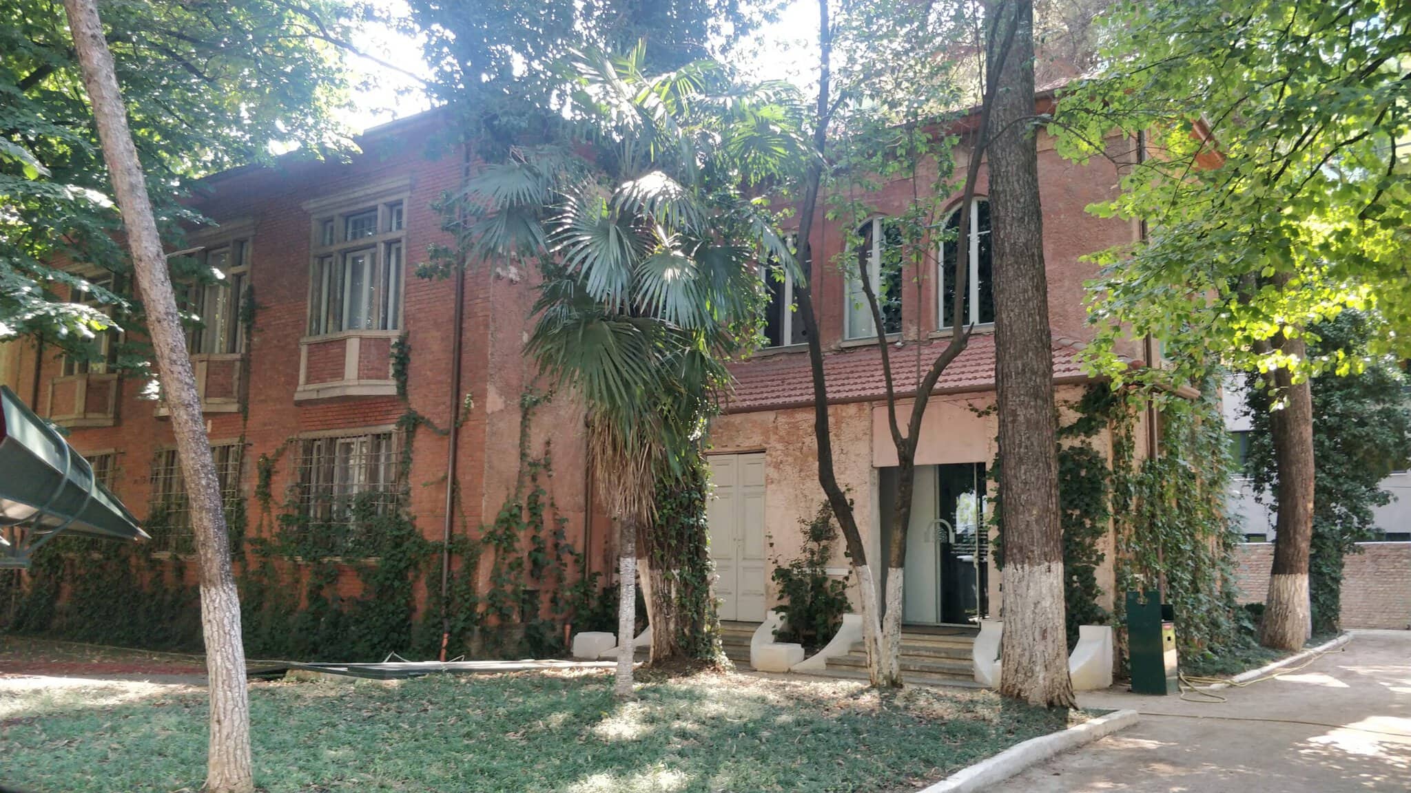 Exterior view of the House of Leaves, Museum of Secret Surveillance, in Tirana