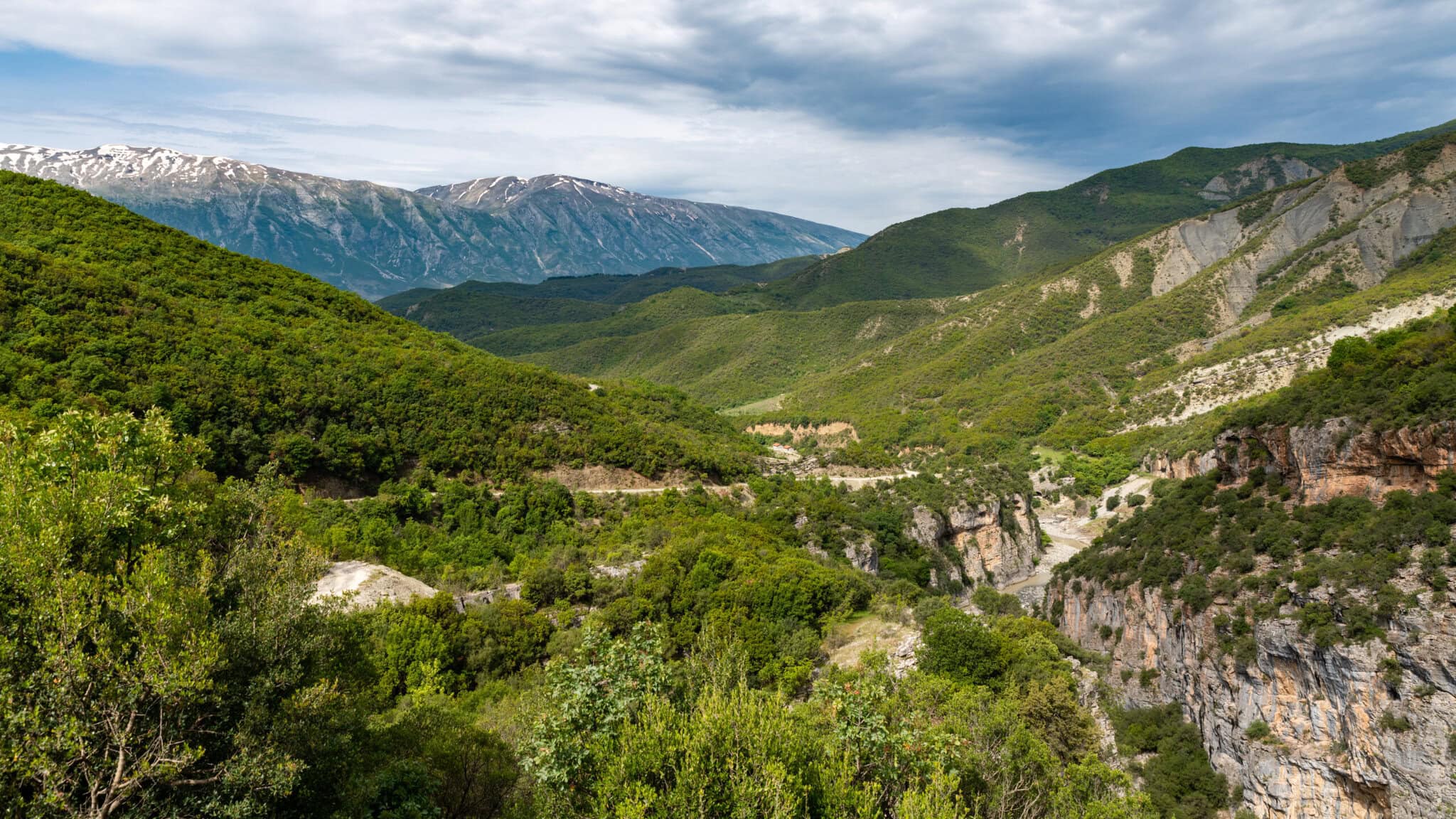 The narrow limestone walls of the Lengarica Canyon above Bënjë