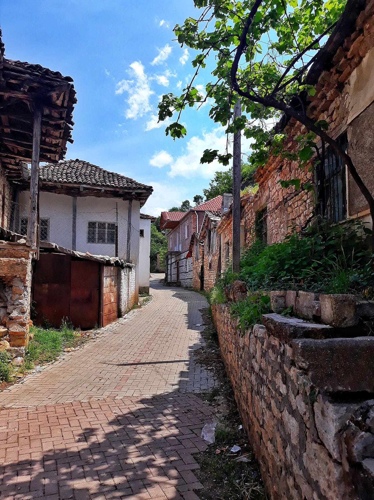 View of Lin village on the shore of Lake Ohrid near Pogradec, Albania