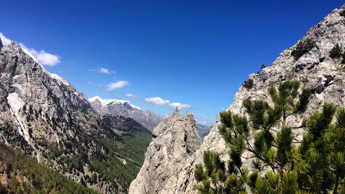 Valbona river valley and surrounding Accursed Mountains near Tropoj&euml;, Albania