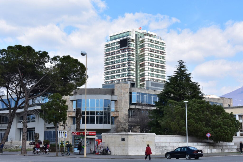 View across Tirana, Albania, showing the mix of hotels and residential buildings across the city