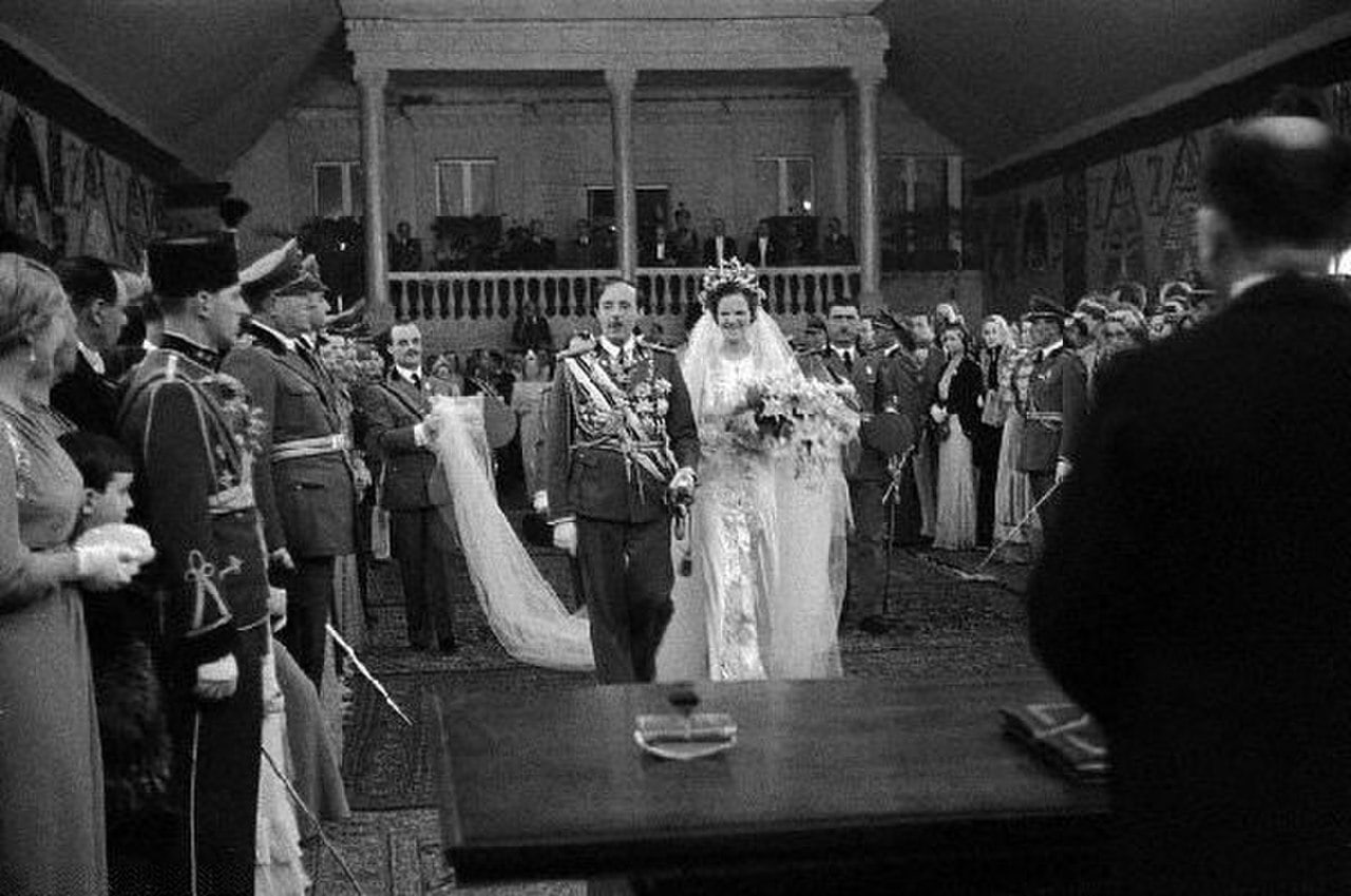 Wedding procession of King Zog I and Queen Geraldine of Albania in Tirana, 27 April 1938